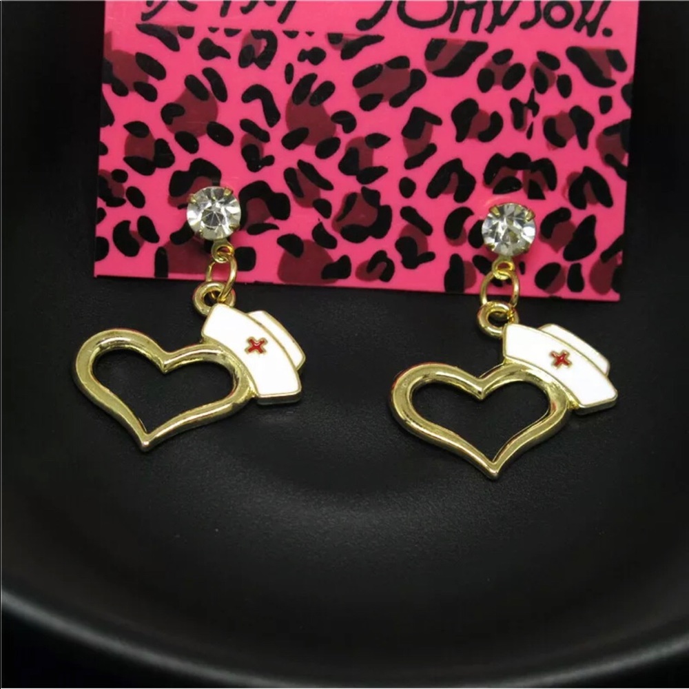 Crystal nurse earrings new w/tags